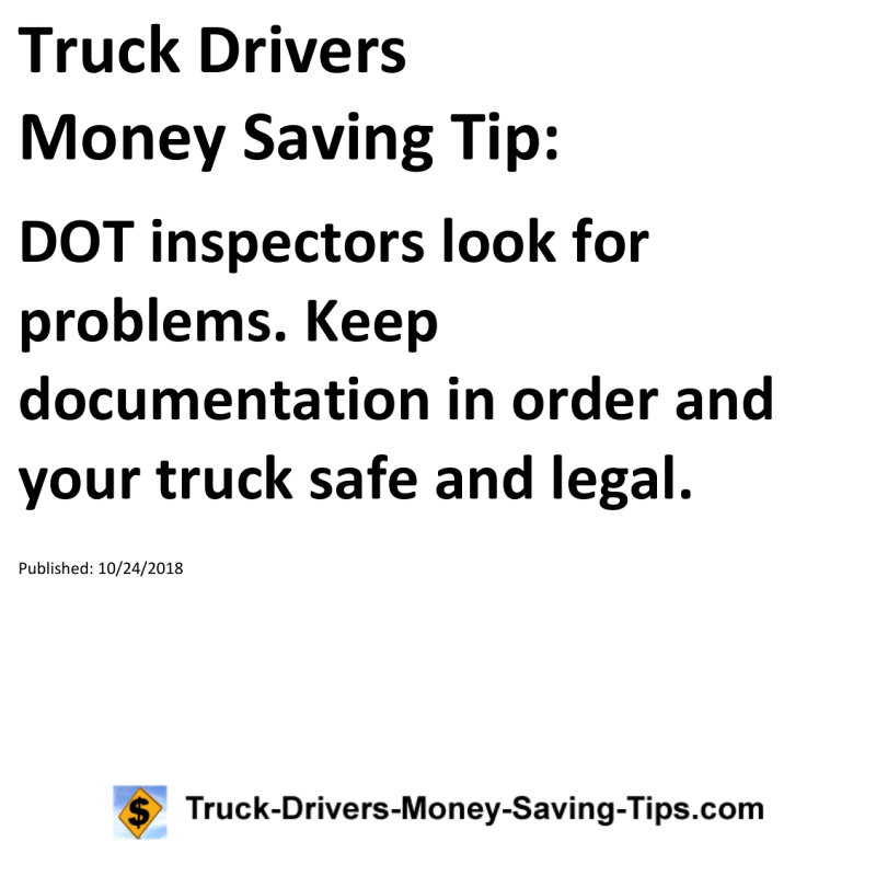 Truck Drivers Money Saving Tip for 10-24-2018