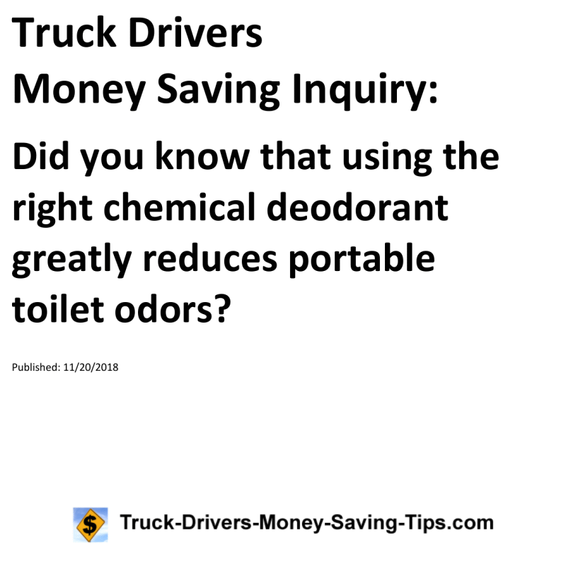 Truck Drivers Money Saving Inquiry for 11-20-2018