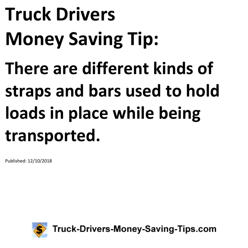 Truck Drivers Money Saving Tip for 12-10-2018