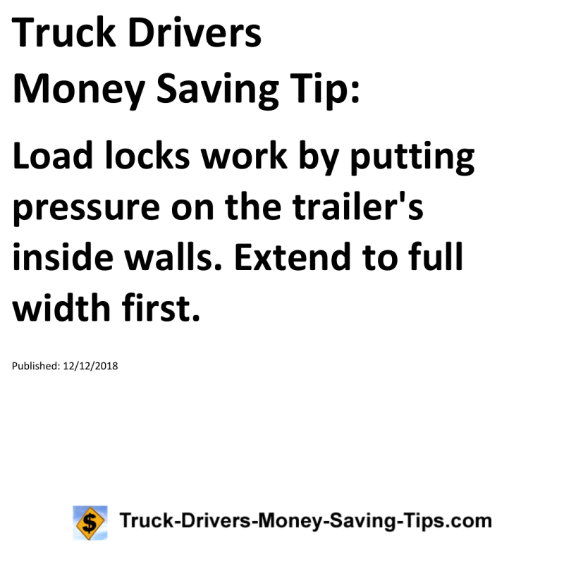 Truck Drivers Money Saving Tip for 12-12-2018