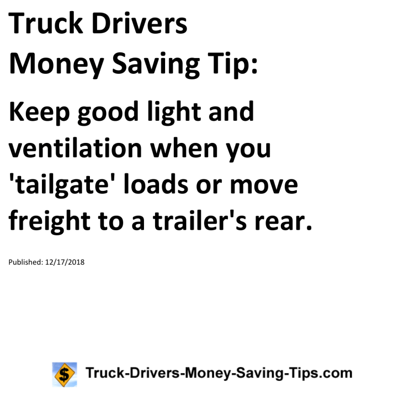 Truck Drivers Money Saving Tip for 12-17-2018