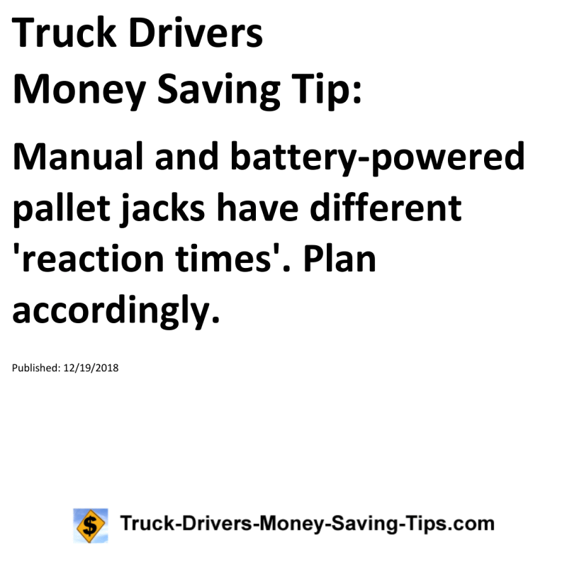 Truck Drivers Money Saving Tip for 12-19-2018