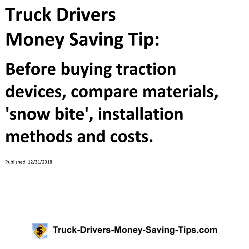 Truck Drivers Money Saving Tip for 12-31-2018