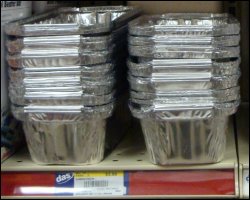 Disposable aluminum pans to use with a 12-volt stove.