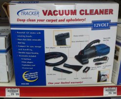 12-volt vacuum cleaner for sale at truck stop.