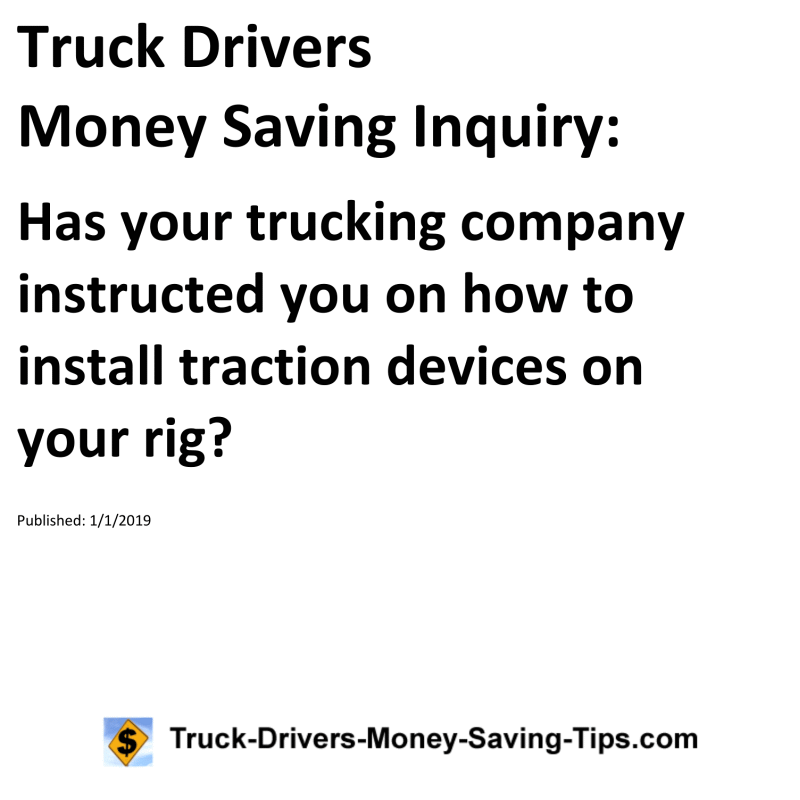 Truck Drivers Money Saving Inquiry for 01-01-2019