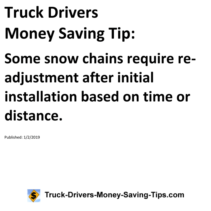 Truck Drivers Money Saving Tip for 01-02-2019