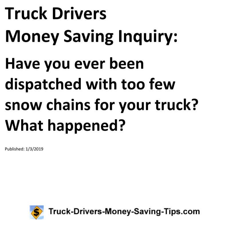 Truck Drivers Money Saving Inquiry for 01-03-2019