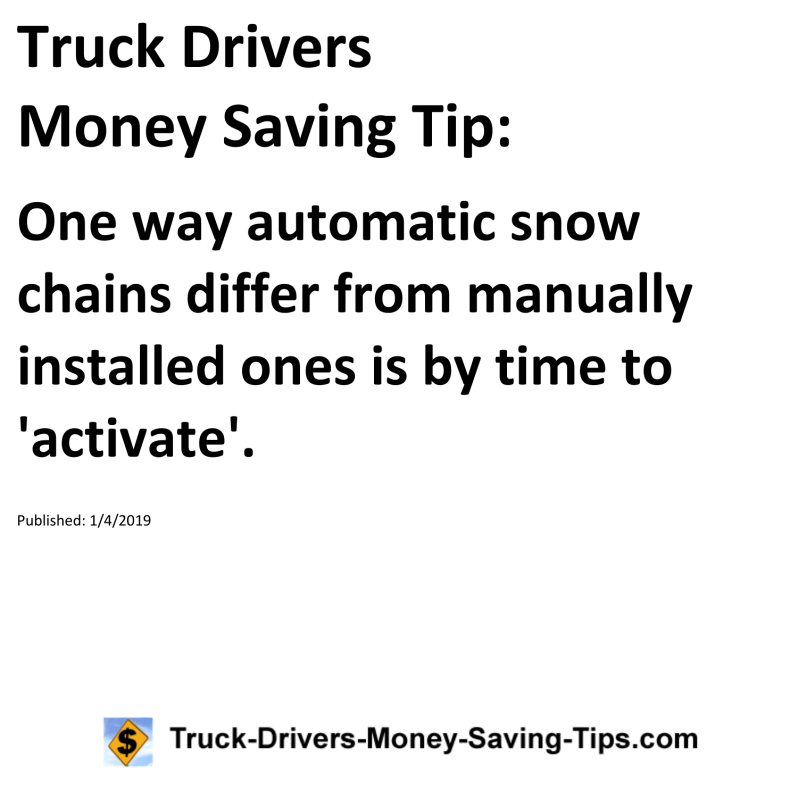 Truck Drivers Money Saving Tip for 01-04-2019