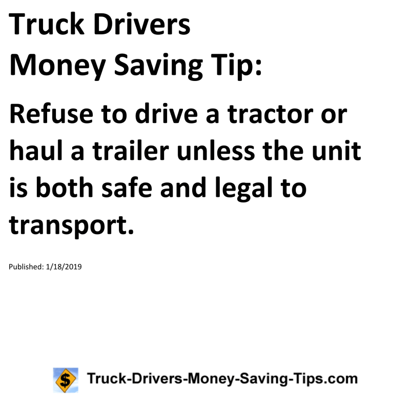 Truck Drivers Money Saving Tip for 01-18-2019