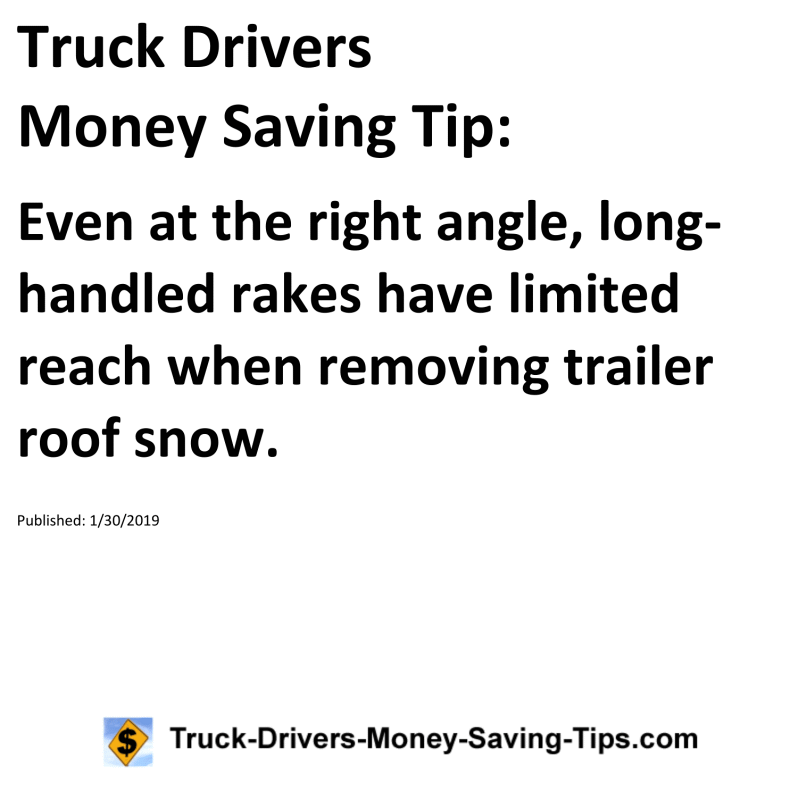 Truck Drivers Money Saving Tip for 01-30-2019