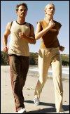 Couple exercising by walking.