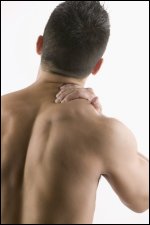 Man with back and shoulder pain.