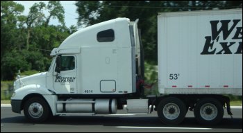 Photo of a truck with an emphasis on air resistance or drag.