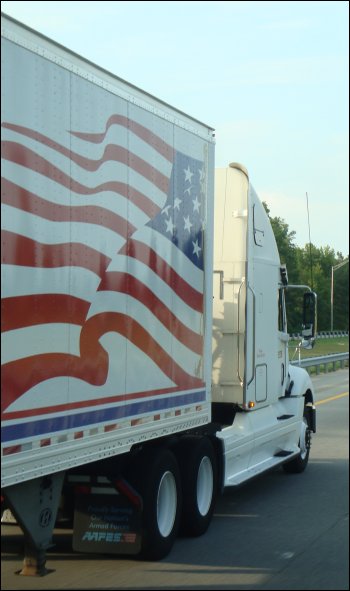 Photo of a truck with an emphasis on air resistance or drag.