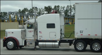 Photo of a truck with an emphasis on air resistance or drag.