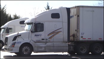 Photo of a truck with an emphasis on air resistance or drag.