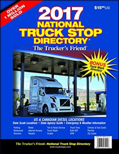 Cover of the 2017 issue of The National Truck Stop Directory AKA The Trucker's Friend.