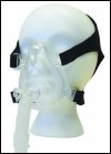 A CPAP mask on a model.