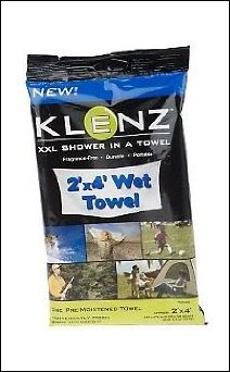 One package of Klenz Shower in a Towel.