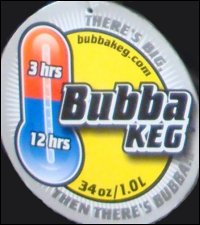 The tag on a Bubba Keg showing the length of time that the cup will hold hot beverages hot and cold beverages cold.