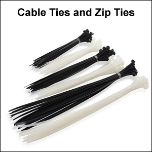 Cable ties in different sizes and colors.
