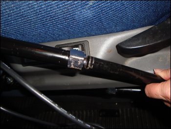 The two pieces of tubing from the upright and the seat belt buckle attachments were not long enough to meet.