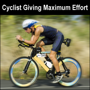 Cyclist giving maximum effort.