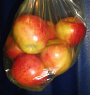 Gala apples in a Debbie Meyers Green Bag.