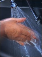 man washing hands