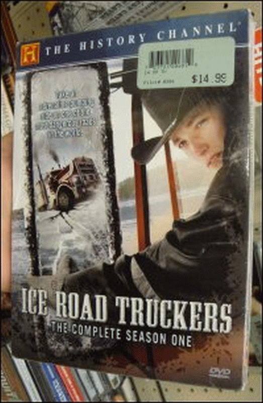 A photo of the front of a DVD package of Ice Road Truckers, Season One.
