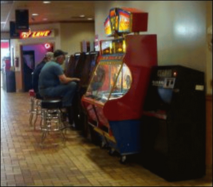 Gambling machines at a truck stop.