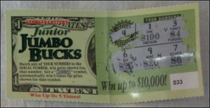 A Junior Jumbo Bucks lottery ticket.