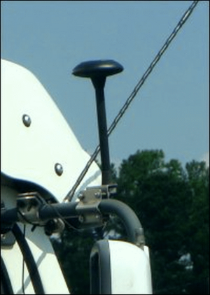 A satellite radio antenna mounted on a truck.