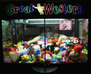 Yet a third claw crane game at a truck stop.