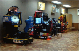 Video games at a truck stop.