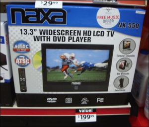 A widescreen DVD player.