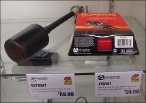 An XM satellite radio antenna for sale at a truck stop.