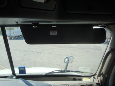 Passenger's side extendable visor in 'normal' position.