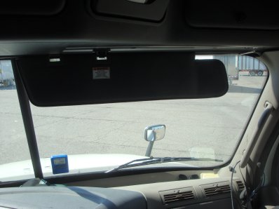 Passenger's side extendable visor in 'extended' position.