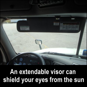 An extendable visor can shield your eyes from the sun.