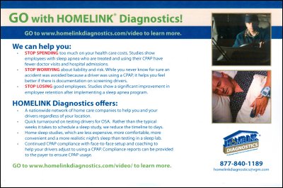 Back of Homelink Diagnostics brochure.