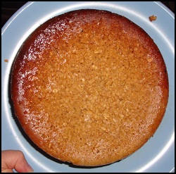 After loosened from the crock pot, the loaf was inverted on a plate.