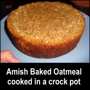 Amish Baked Oatmeal cooked in a crock pot.