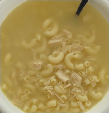 Chicken noodle soup using elbow macaroni