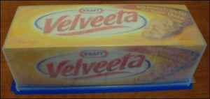 Velveeta pasteurized processed cheese spread in a box.