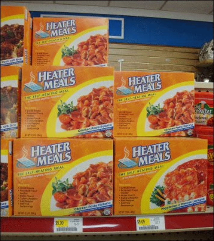 Another photo of Heater Meals sold in a truck stop.