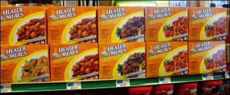 Photo of Heater Meals sold in a truck stop.
