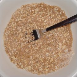 The oatmeal mixture substituting Bisquick for flour and using no butter or margarine.