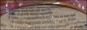 Directions on back of pre-made pizza crusts package.